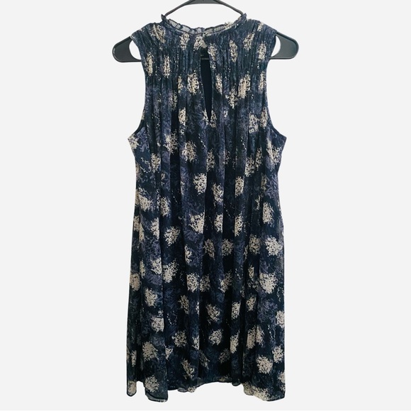 Joie Sleeveless Batik Dress Medium Sleeveless Lined Blue Gray High Neck A Line - Picture 6 of 7